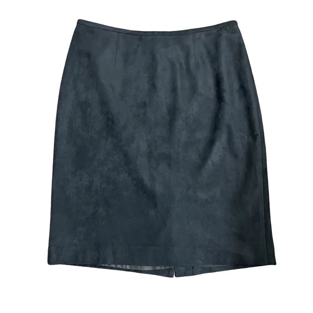 Calvin Klein Deep Charcoal Gray Suede Lined Midi Pencil Skirt (Size: 8)